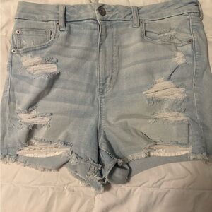 American Eagle Outfitters Light Wash Distressed Jean Shorts